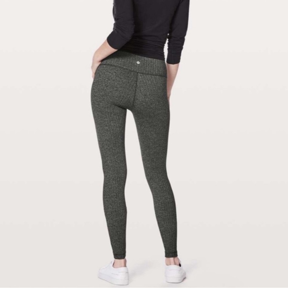 Lululemon Wunder Under Gray & Black Herringbone Tweed Leggings Size 6
